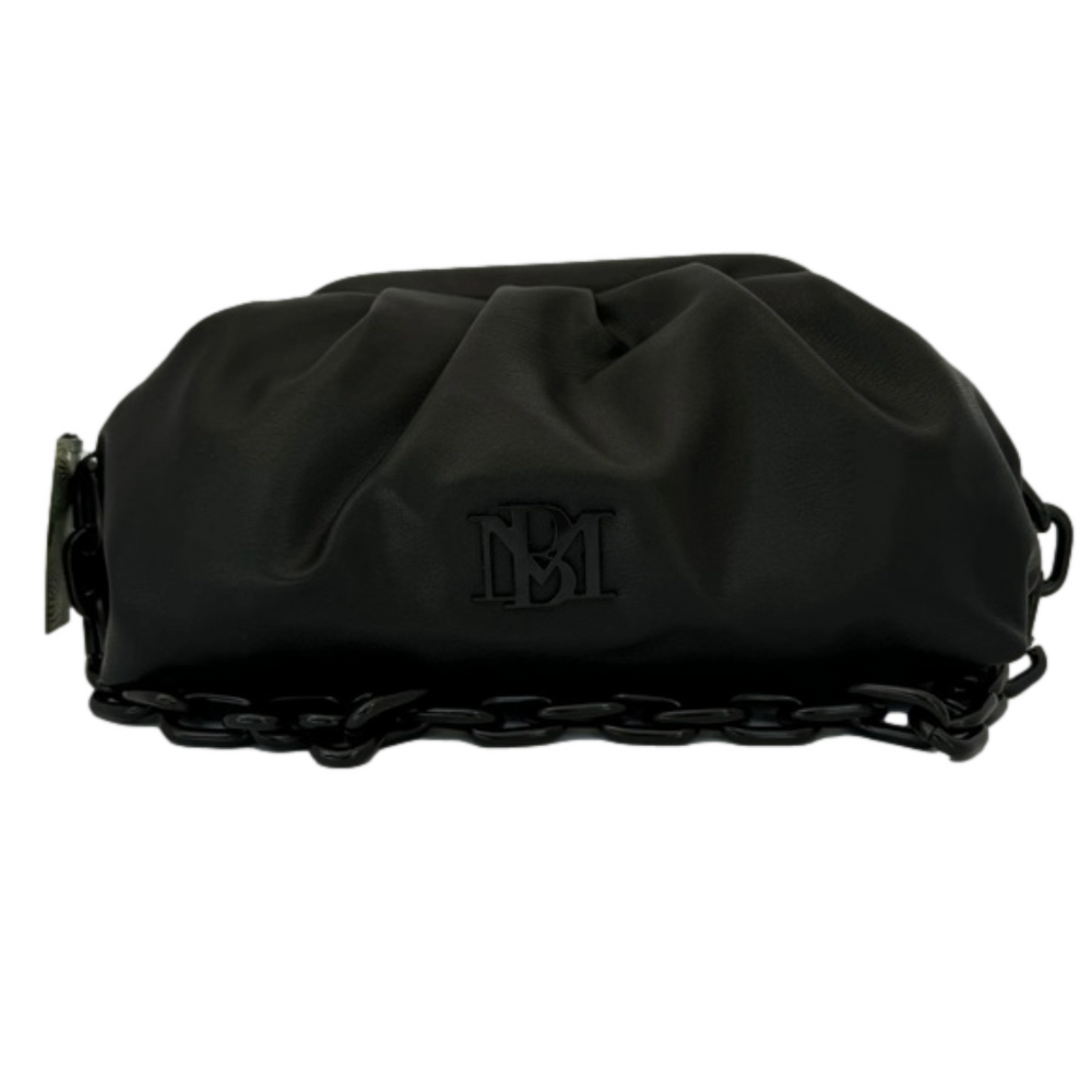 BADGLEY MISCHKA black clutch with heavy chain NWT vegan leather